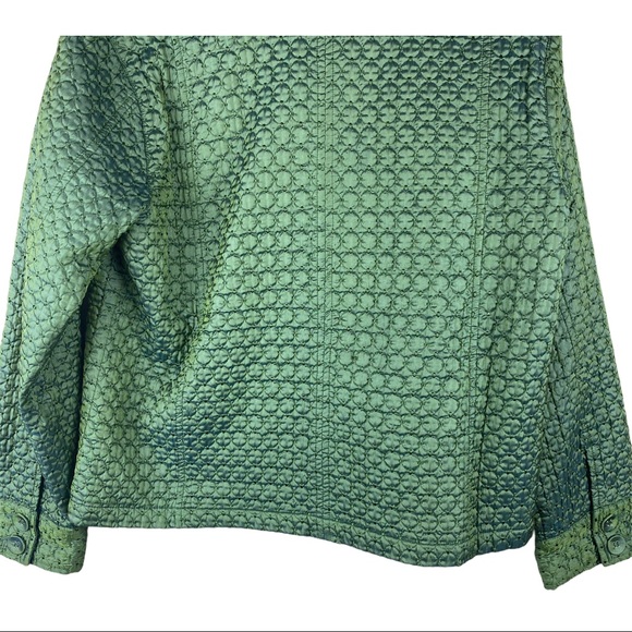 Chico’s Green Quilted Jacket Size 1 Medium US Sz 8 - Picture 7 of 11